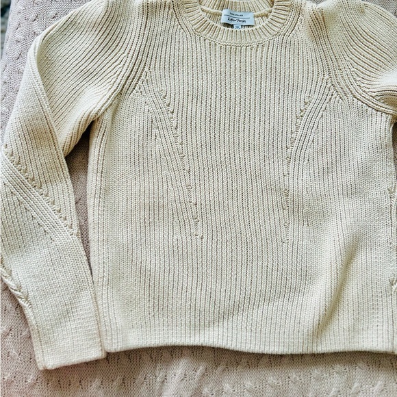 Beige Ribbed Knit Sweater - Picture 2 of 7